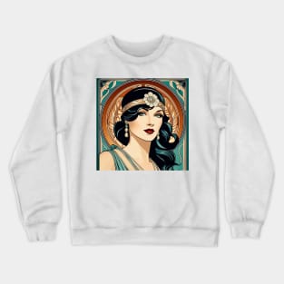 Beautiful girl in art nouveau representation Crewneck Sweatshirt